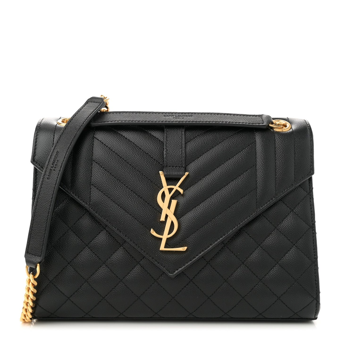 Grain De Poudre Textured Mixed Matelasse Triquilt Medium Monogram Satchel Black