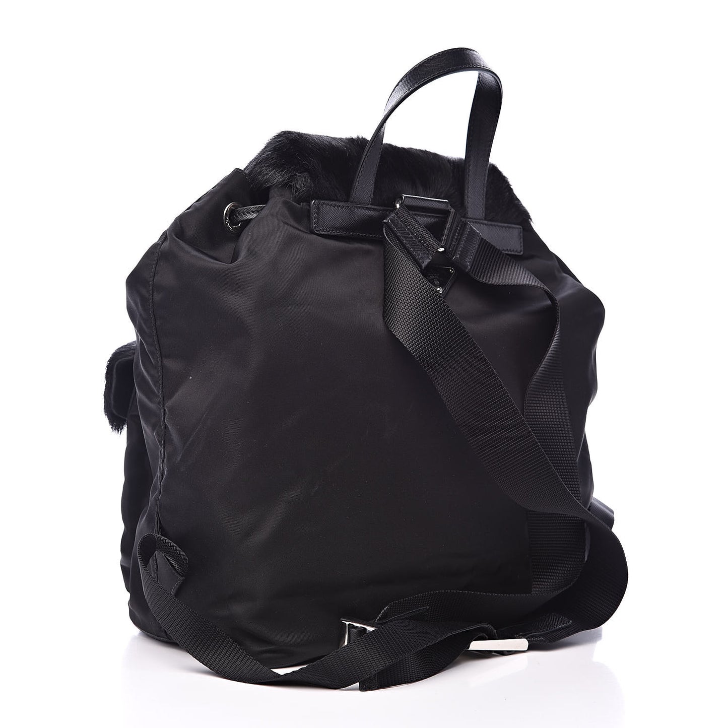 Tessuto Nylon Saffiano Fur Backpack Black