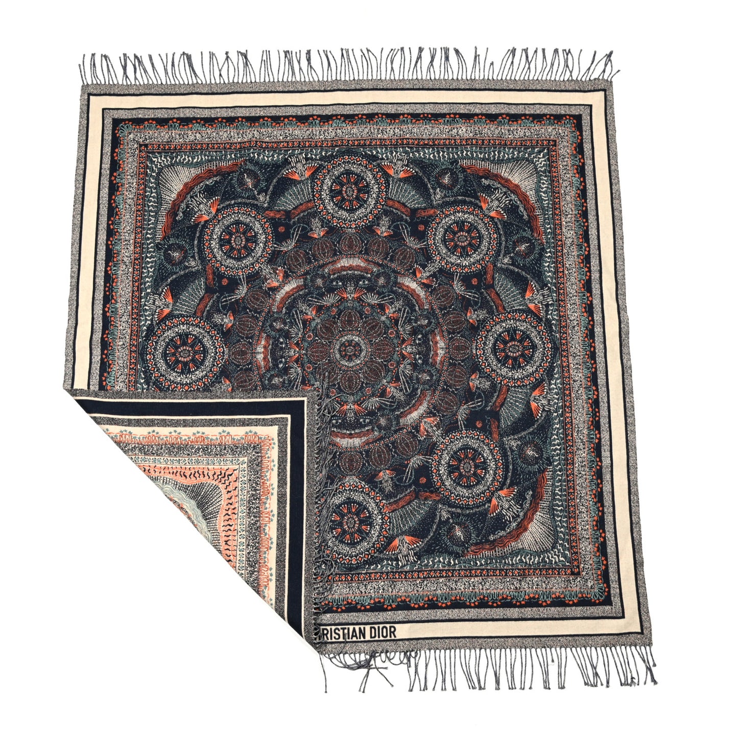 Wool Throw Cream Bleu