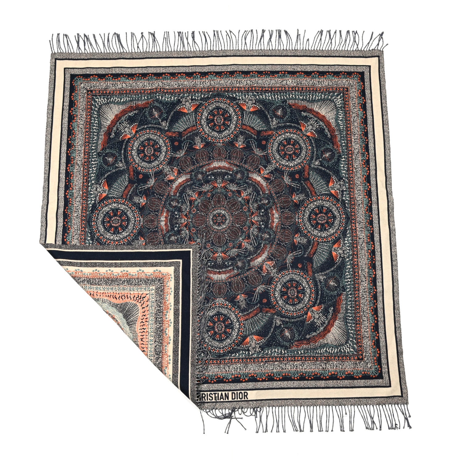 Christian Dior Wool Throw Cream Bleu 1 of 7