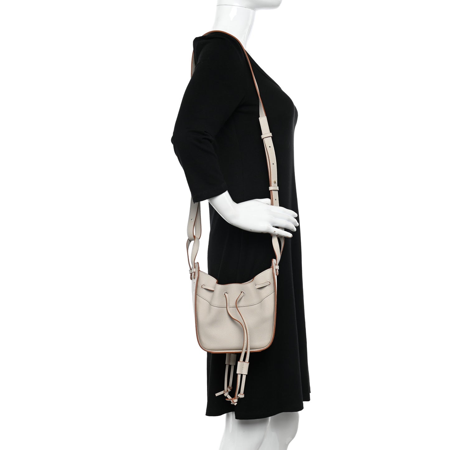 Pebble Grain Calfskin Mini Hammock Shoulder Bag Light Ghost