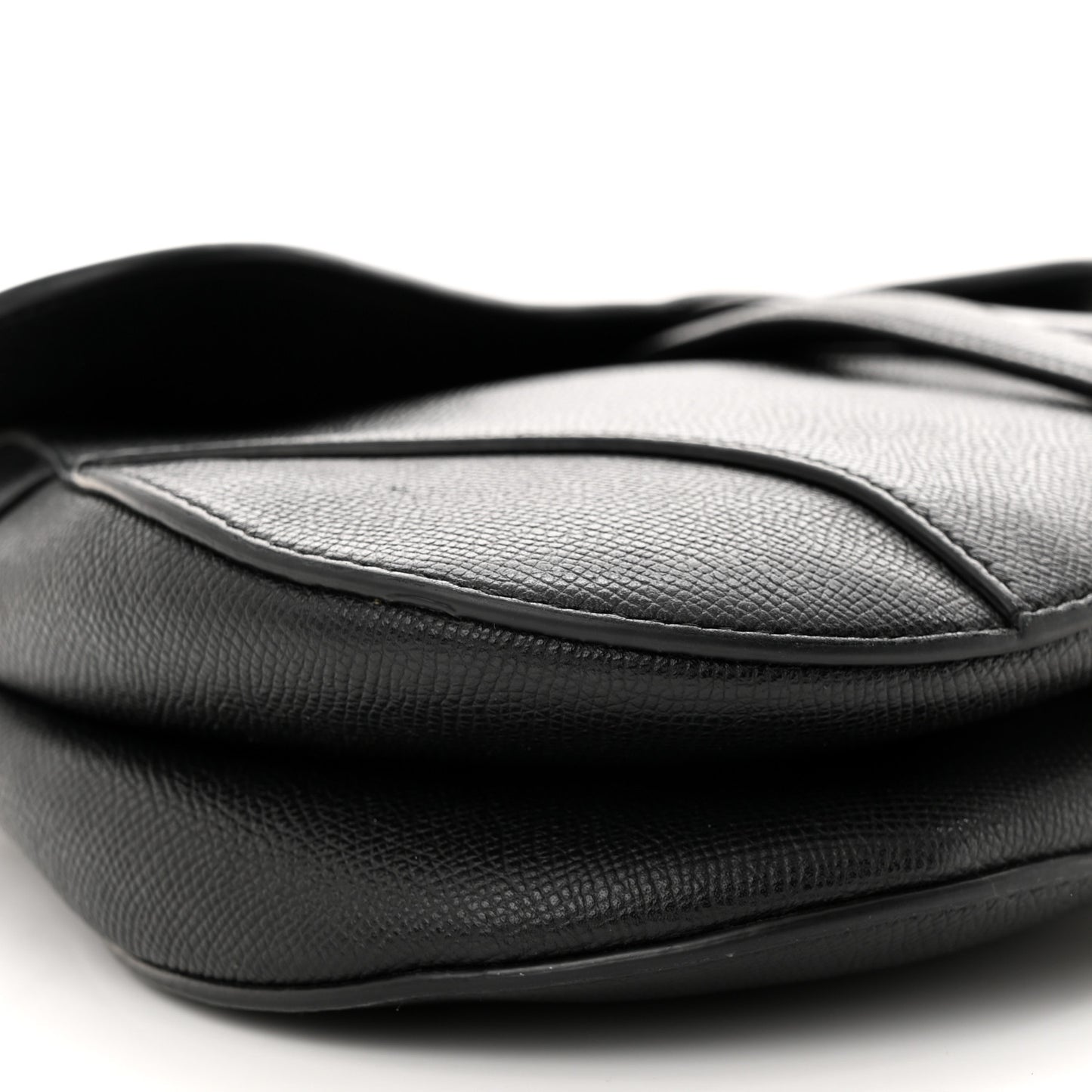 Grained Calfskin Saddle Bag Black