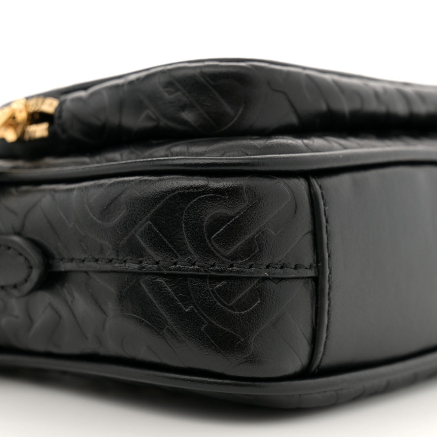 Calfskin Embossed Monogram Camera Chain Bag Black