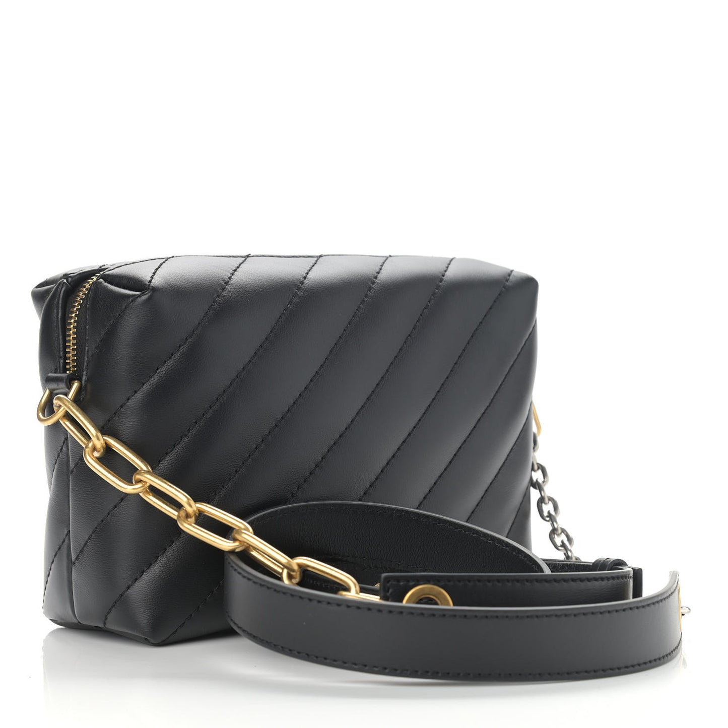 Calfskin Diagonal Quilted Jackhammer Camera Bag Black