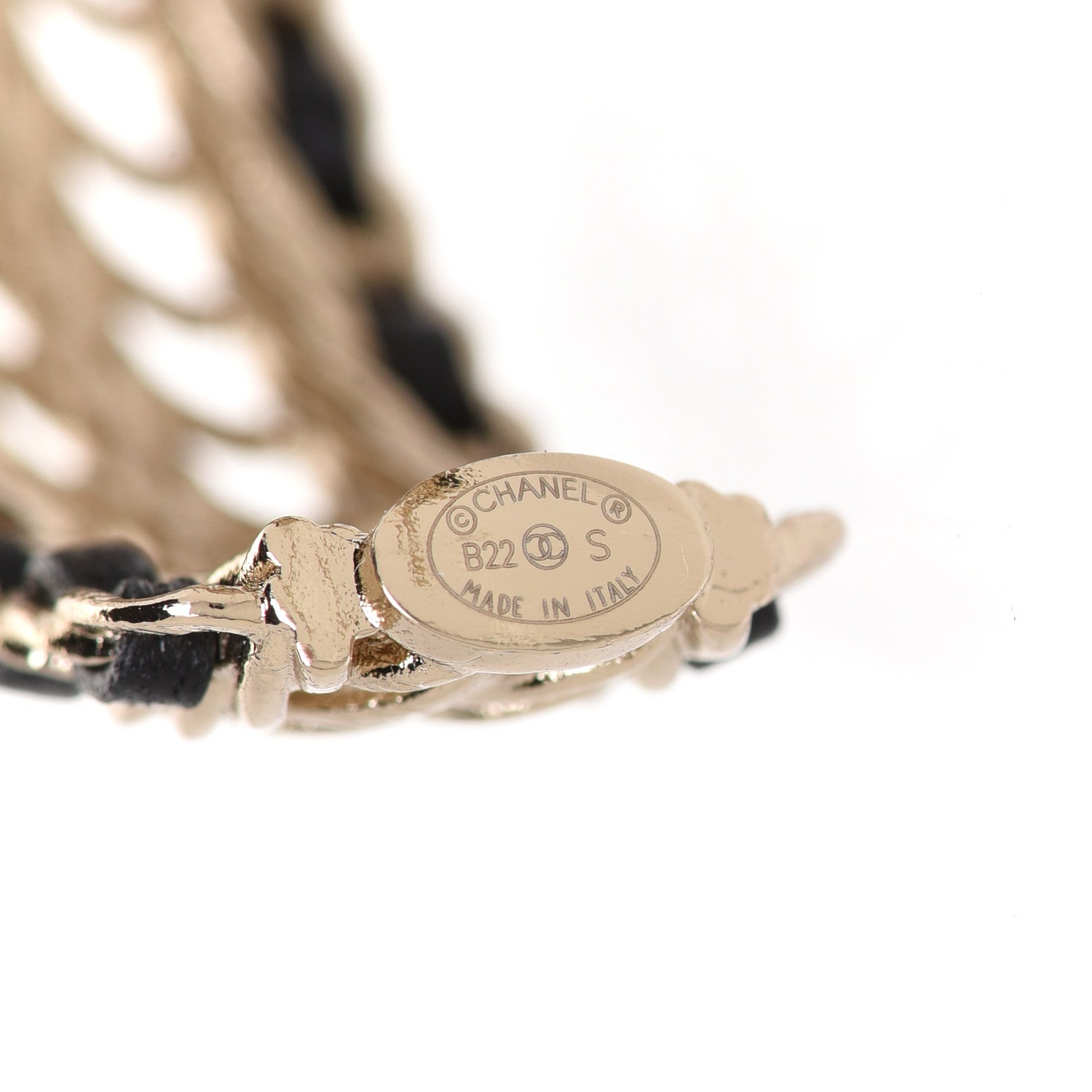 Chanel Crystal Lambskin CC Chain Hoop Earrings Gold Black 4 of 5