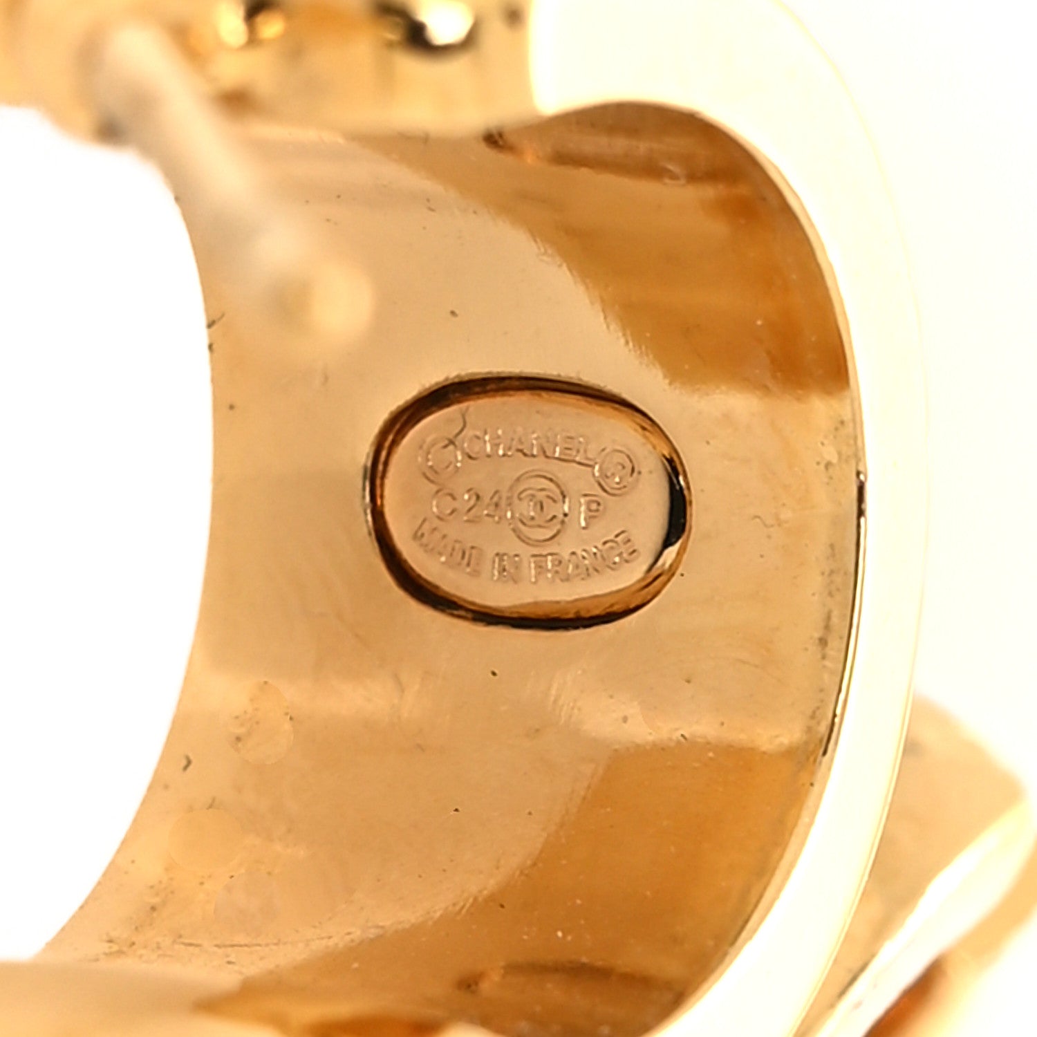 Chanel Metal Crystal CC Logo Hoop Drop Earrings Gold 4 of 5