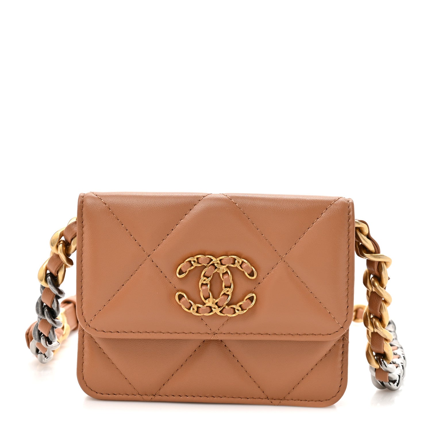 Chanel Lambskin Quilted Chanel 19 Flap Belt Bag Brown 1881877