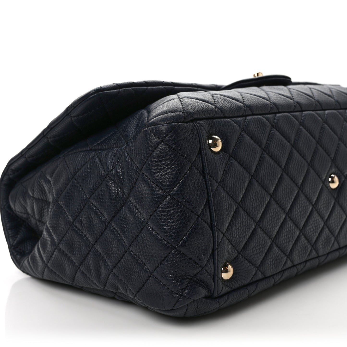 Calfskin Quilted XXL Travel Flap Bag Navy