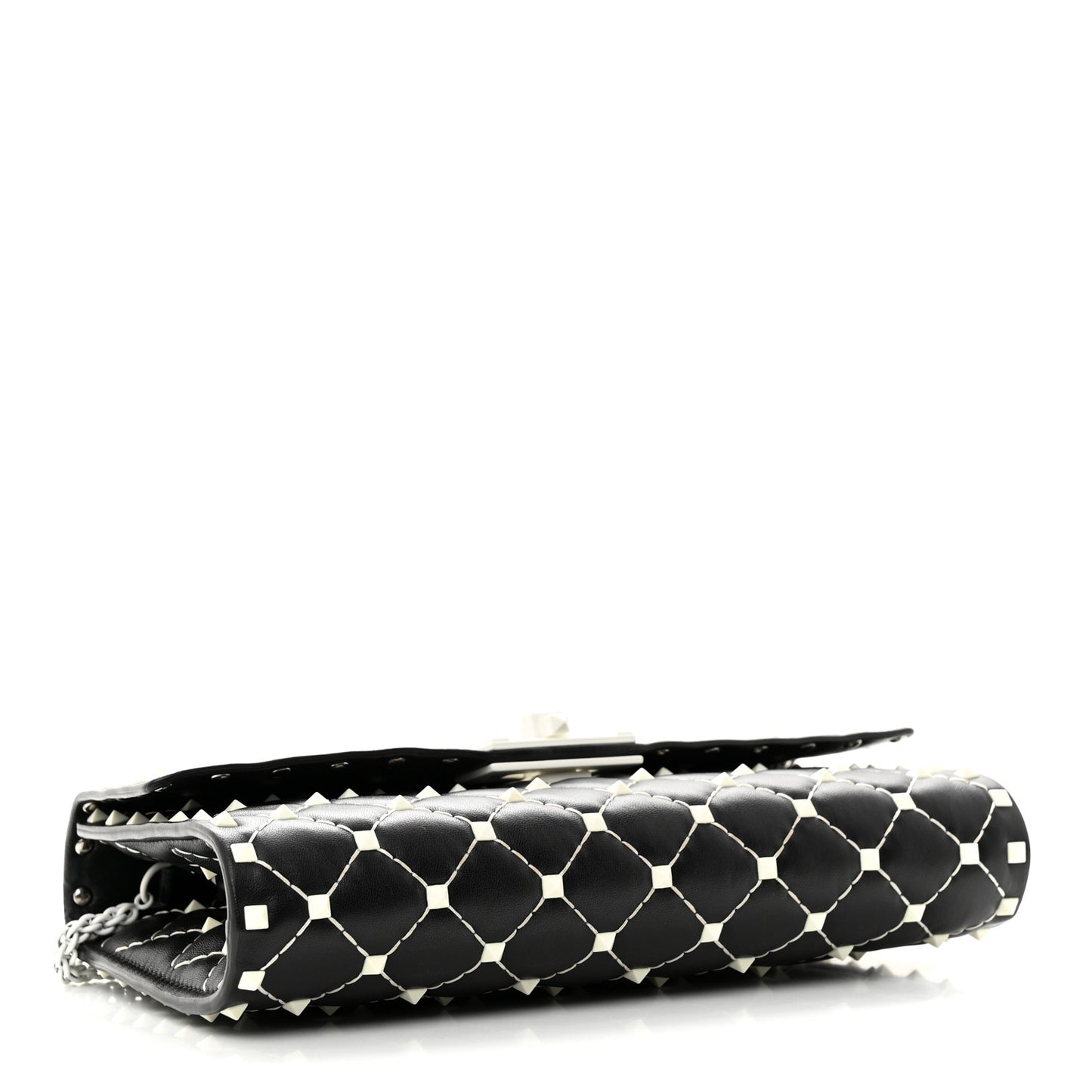 Lambskin Free Rockstud Spike Wallet On Chain Black