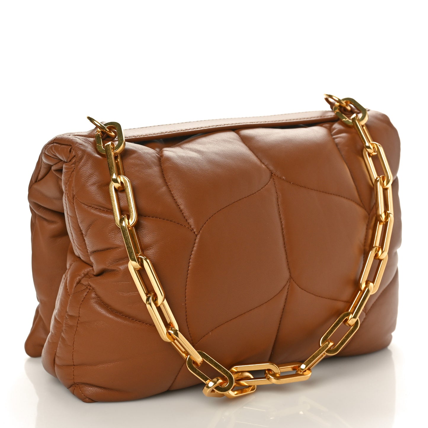 Nappa Pillow Quilted Little Softie Bag Tobacco Brown
