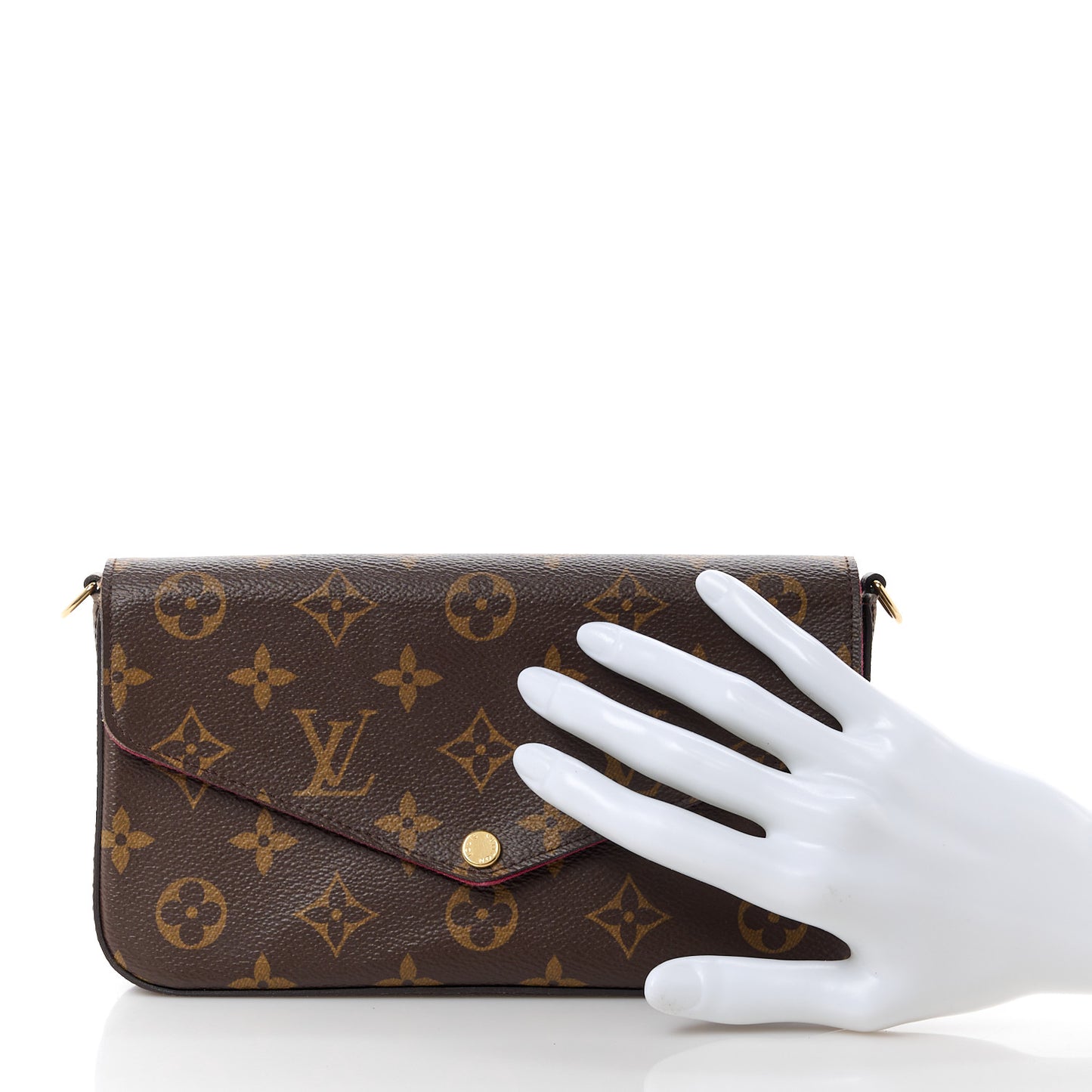 Monogram Pochette Felicie Chain Wallet Fuchsia
