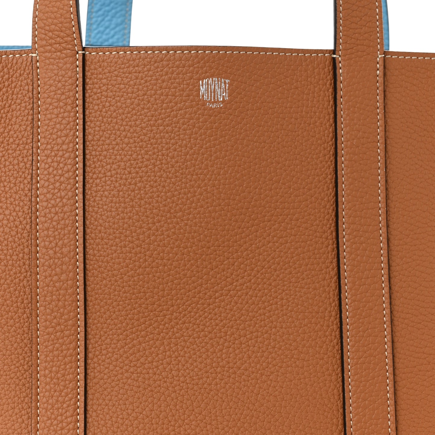 Taurillon Gex Calfskin Duo Vertical Reversible Tote Cannelle Azur