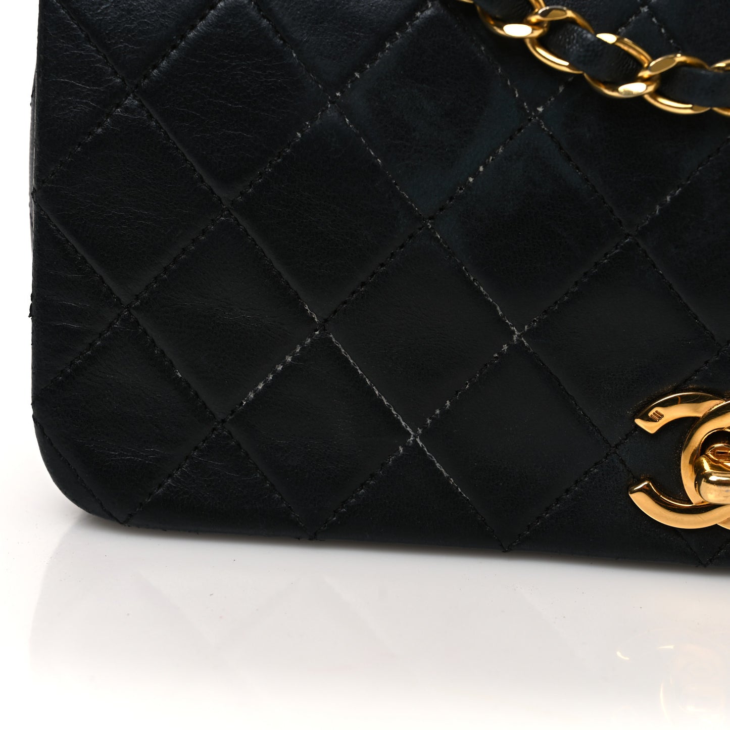 Lambskin Quilted Small Single Flap Black