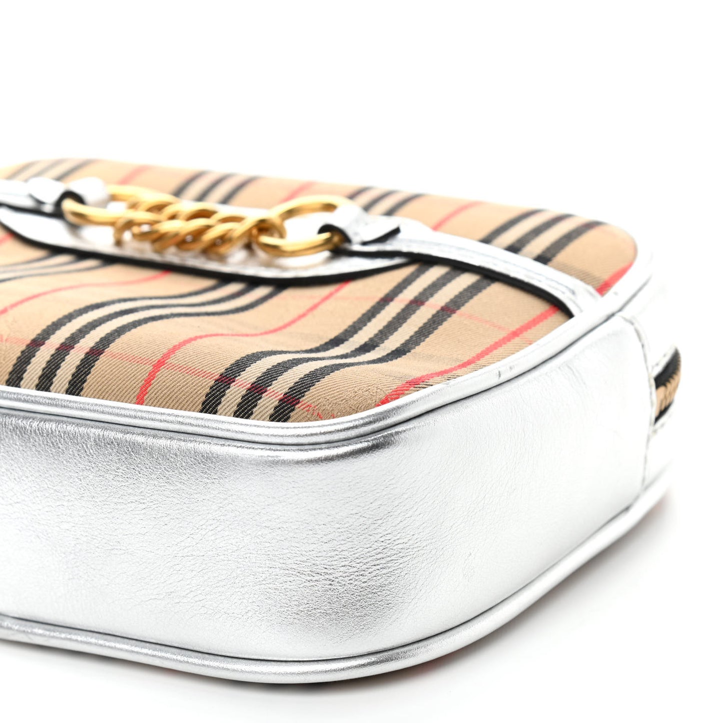 Metallic Smooth Calfskin 1983 Knight Check Link Bum Bag Silver