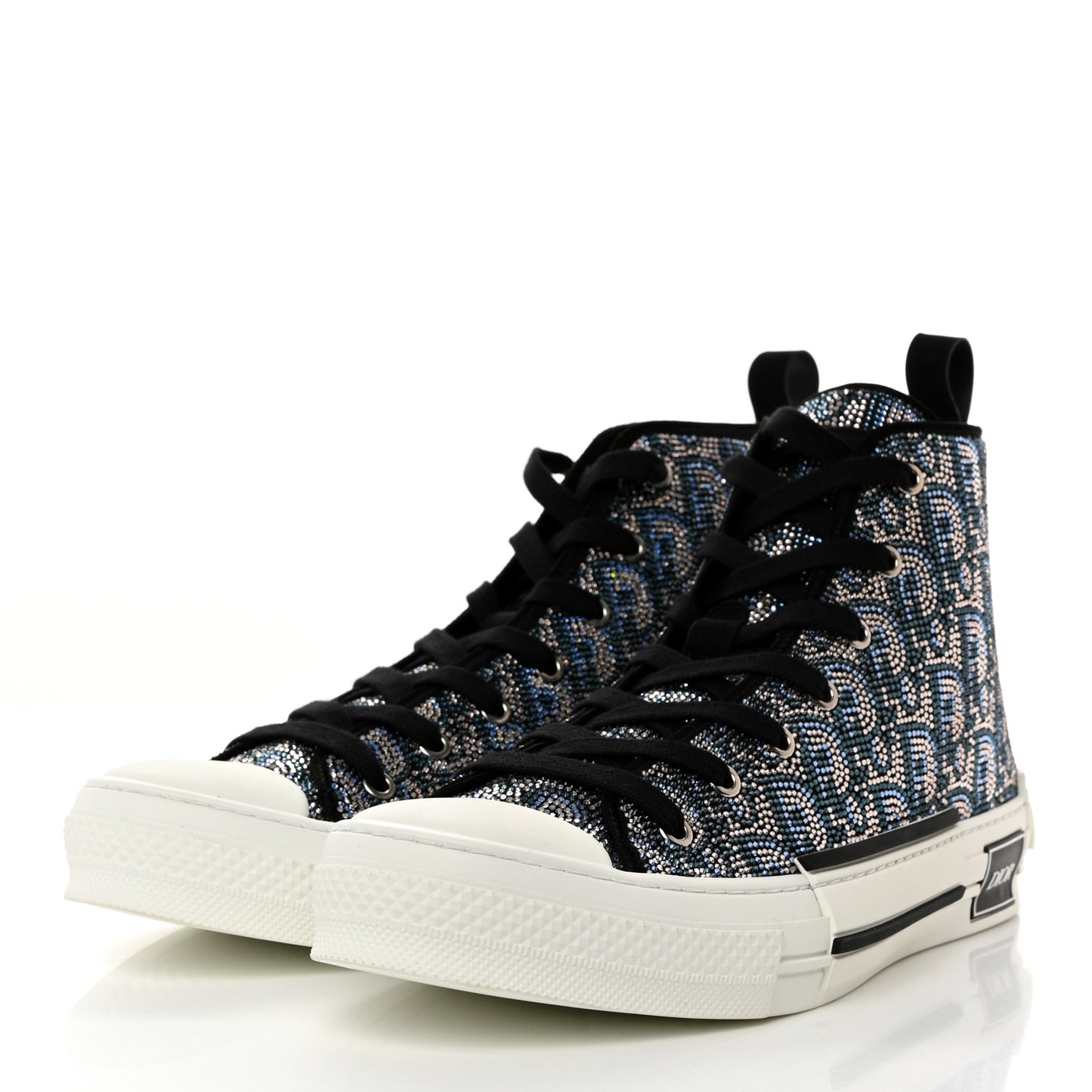 Oblique Strass Mens B23 High Top Sneakers 43 Blue