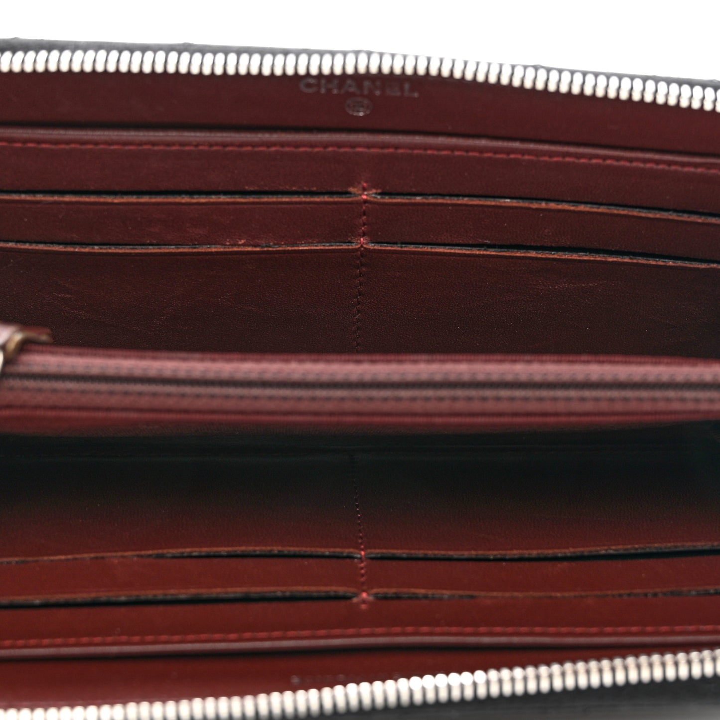 Lambskin Quilted Large Gusset Zip Around Wallet Black