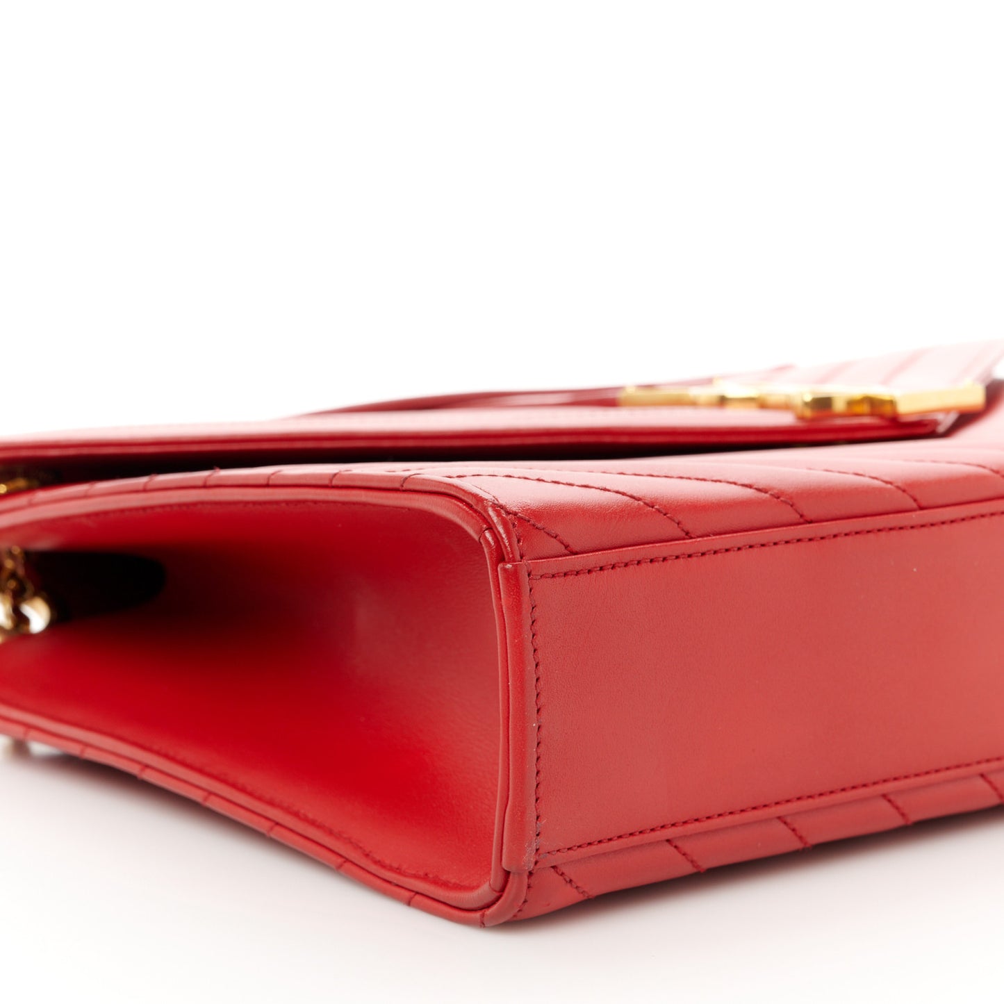 Grain De Poudre Matelasse Chevron Large Monogram Satchel Lipstick Red