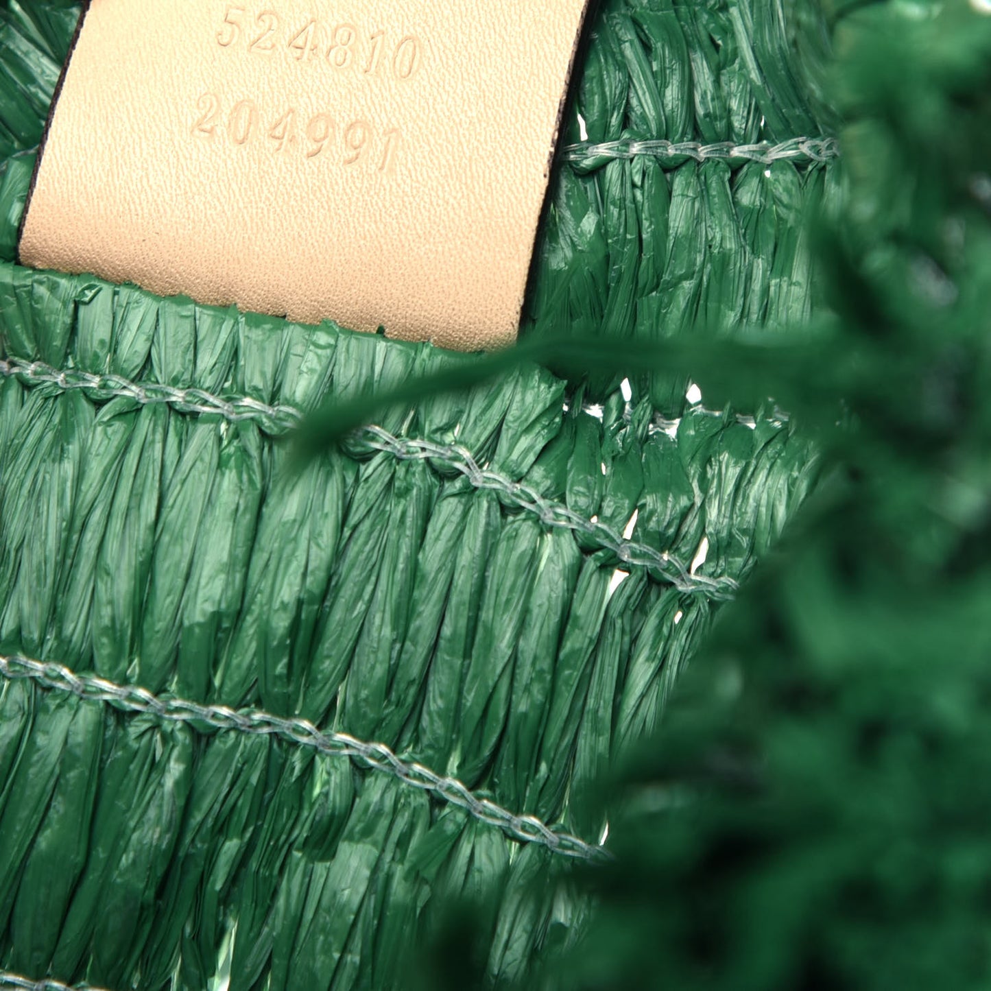 Raffia Linen Web Cestino Tote Bag Red Green