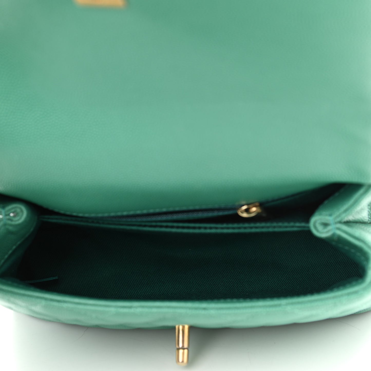 Caviar Lizard Quilted Mini Coco Handle Flap Green