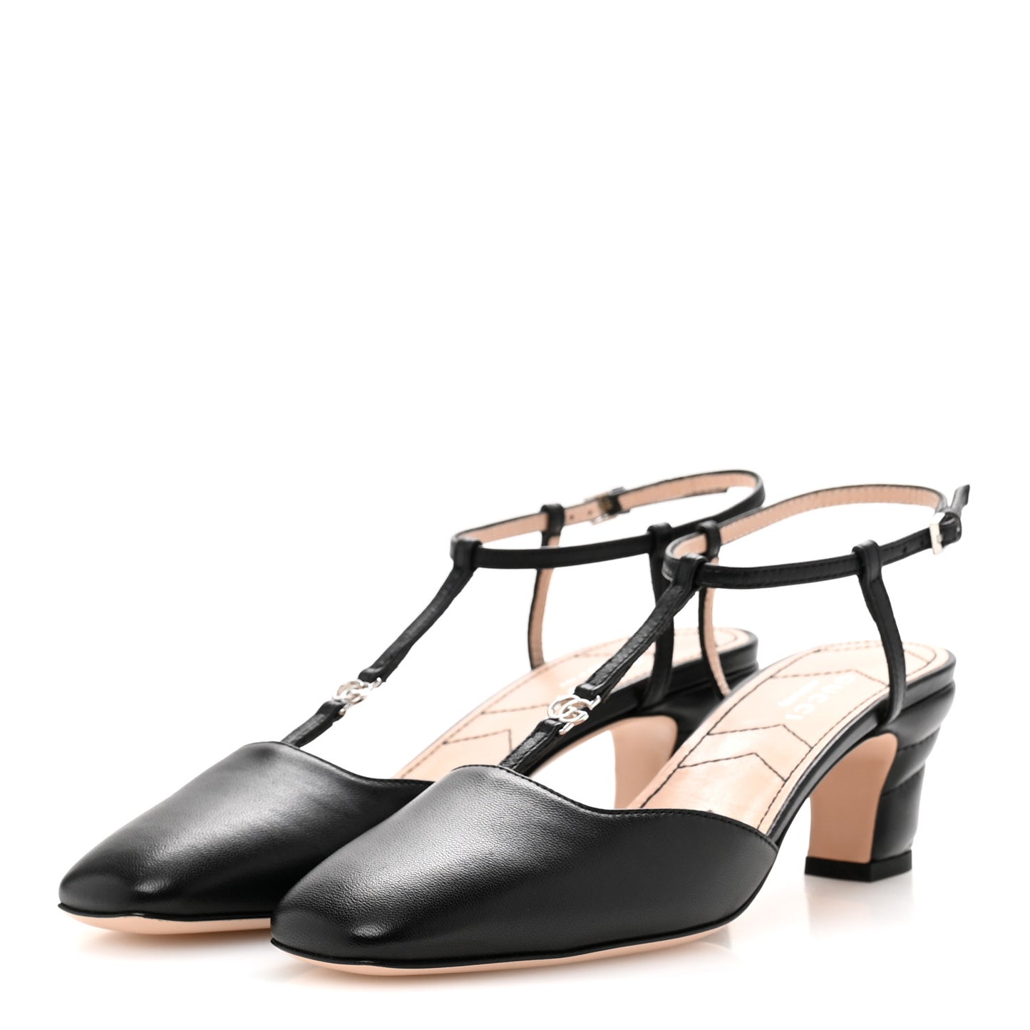 Nappa Charlotte Petite GG 55mm Slingback Pumps 35.5 Black