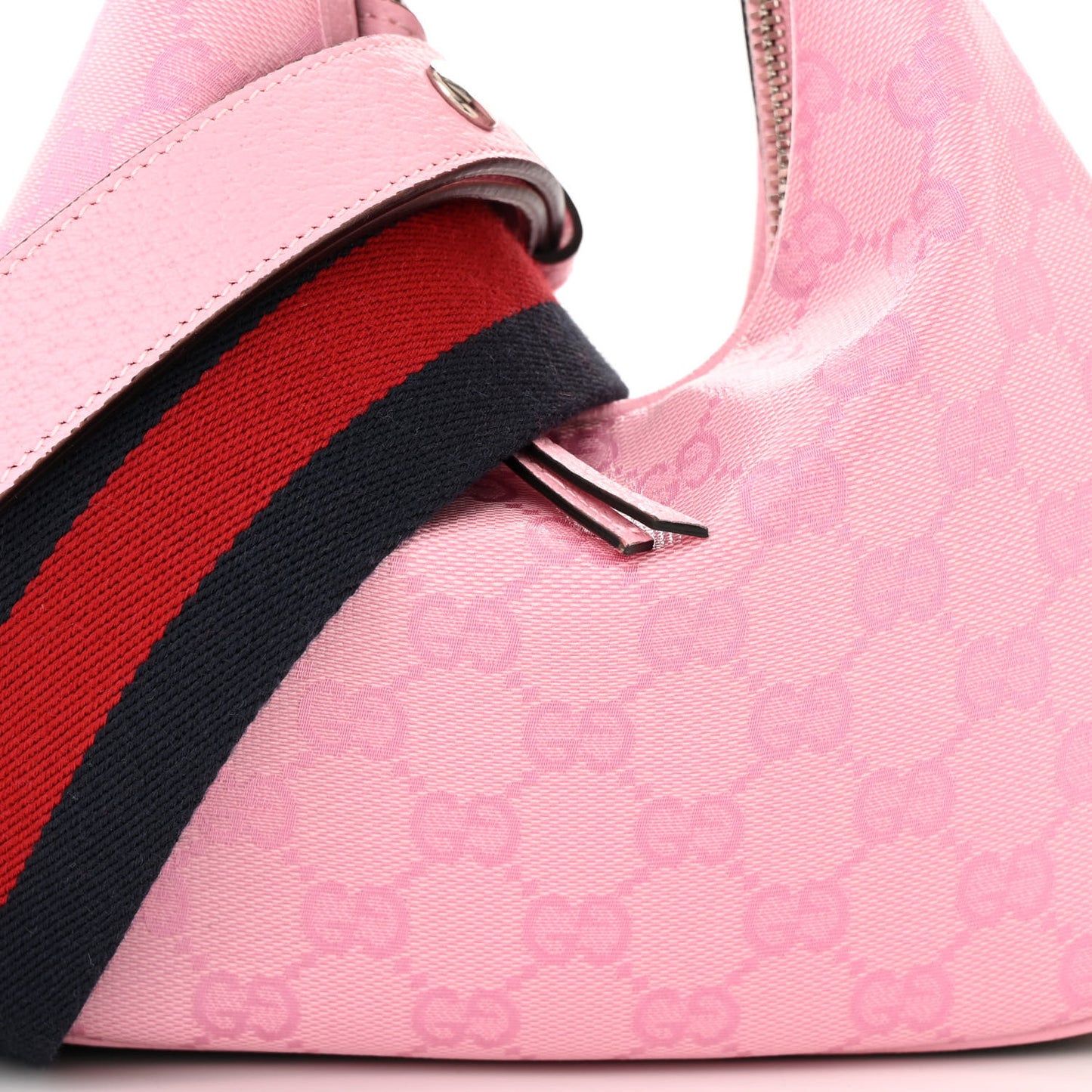 GG Crystal Coated Canvas Monogram Web Small Attache Shoulder Bag Pink