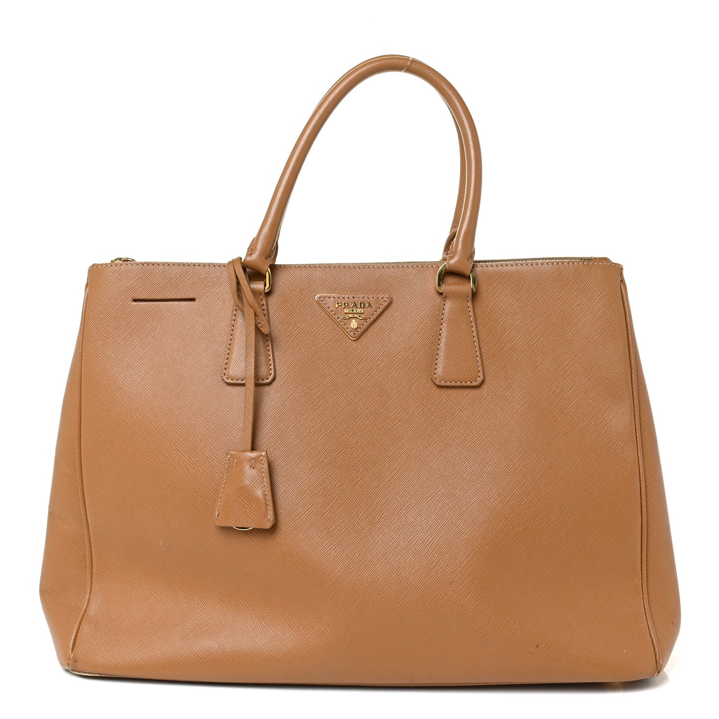 Saffiano Large Galleria Double Zip Tote Caramel