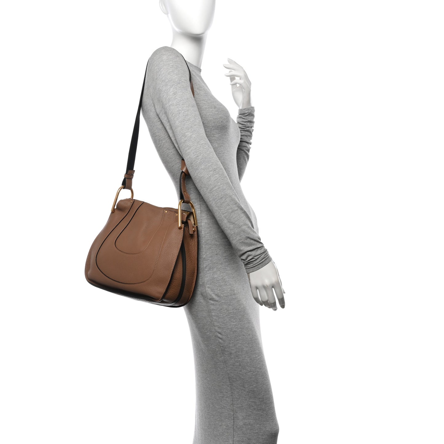 Grained Calfskin Small Hayley Hobo Nut