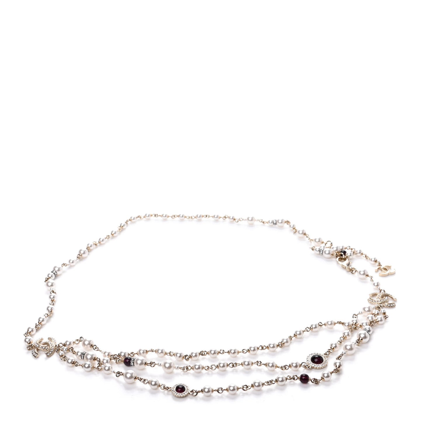 Pearl Crystal Beaded CC Belt Gold Burgundy