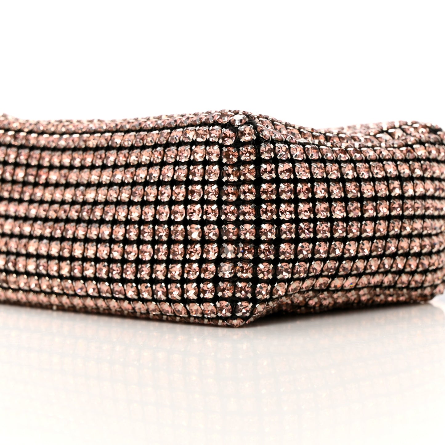 Mesh Crystal Rhinestone Mini Heiress Pouch Pink