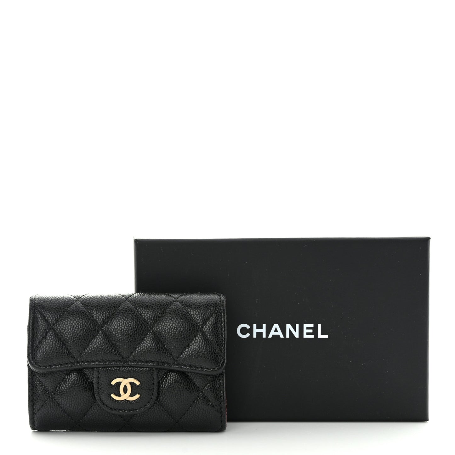 Caviar Quilted Classic 4 Key Holder Wallet Black