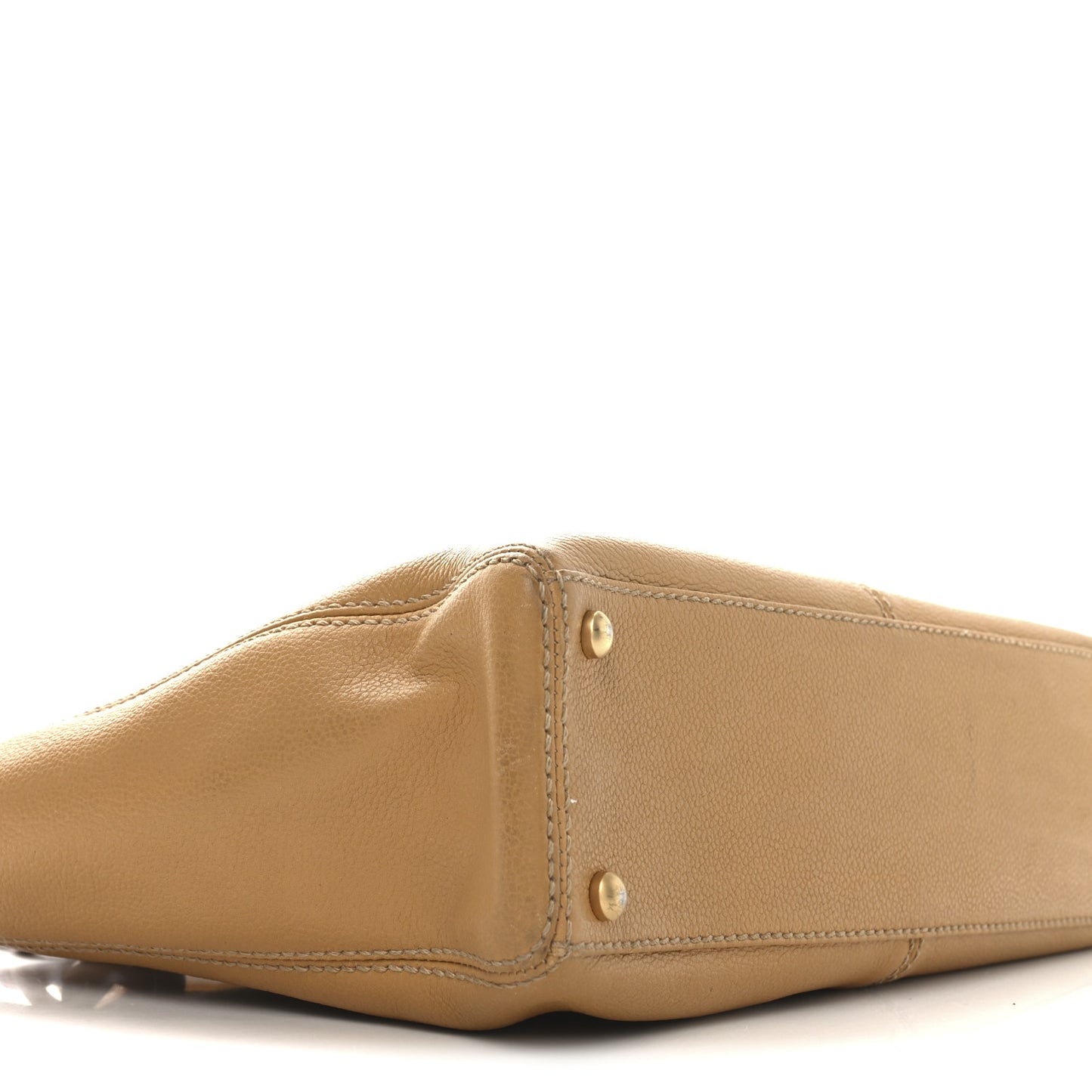 Calfskin Wood Chain Tote Light Brown