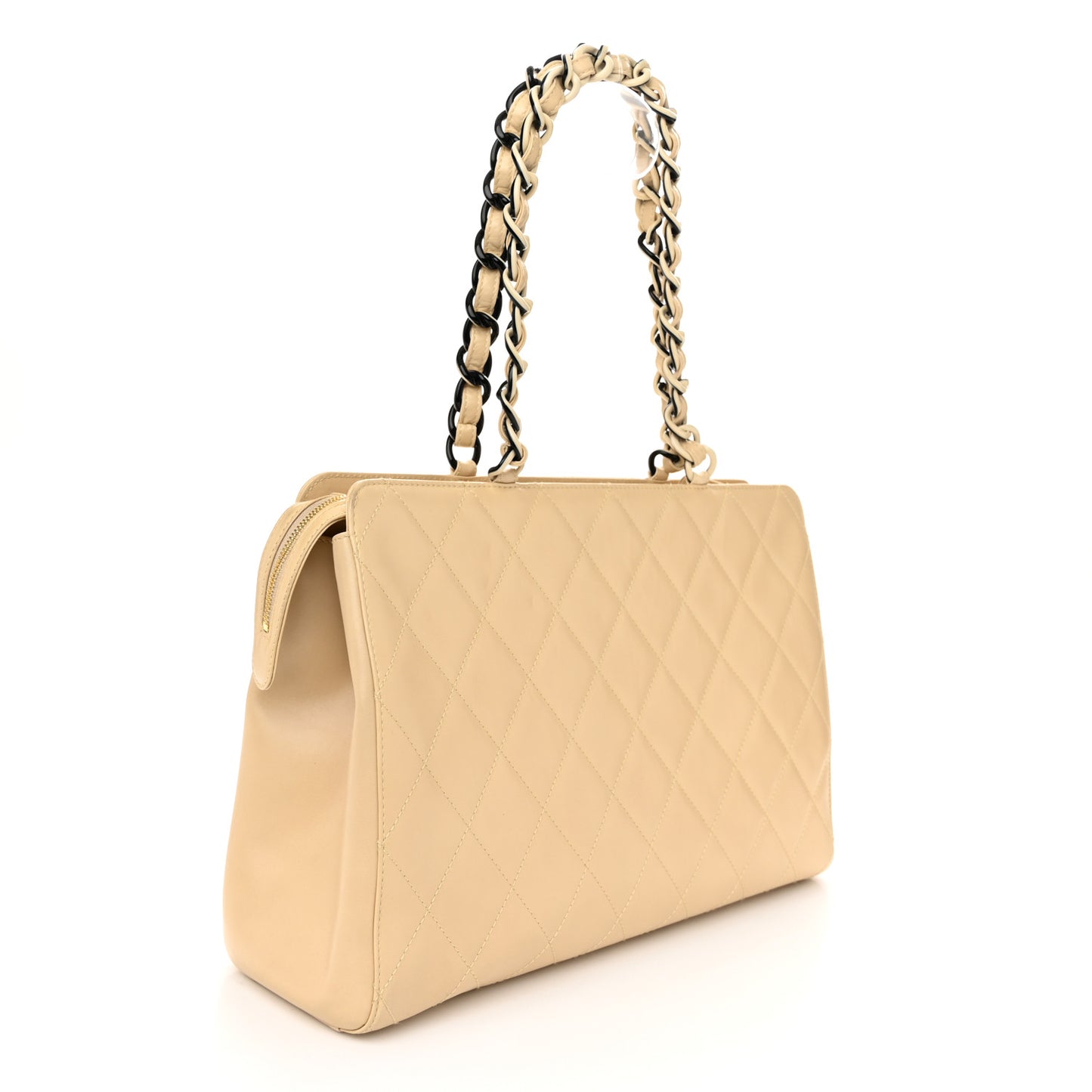 Lambskin Quilted CC Shoulder Bag Beige