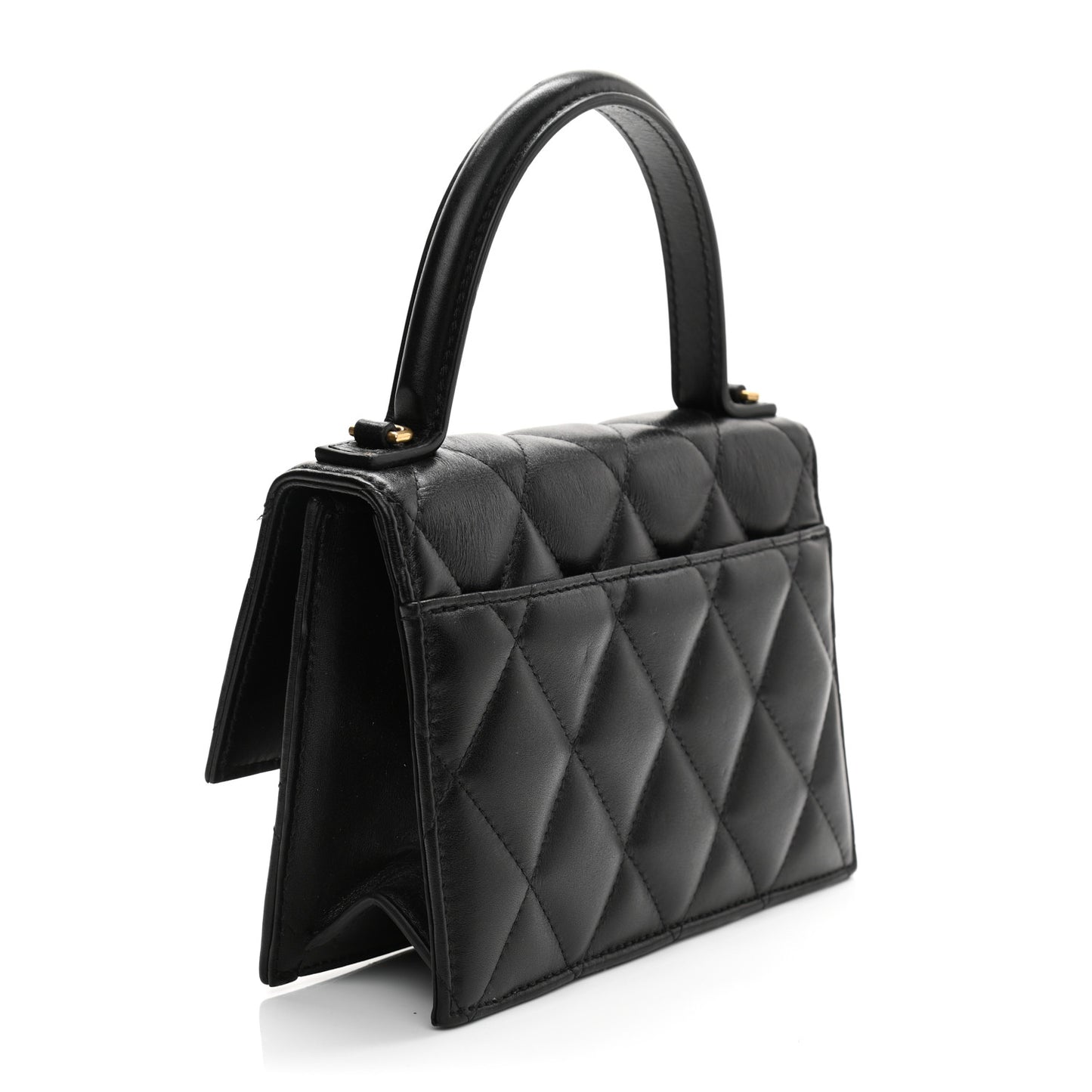 Nappa Calfskin Quilted XS Sharp Top Handle Bag Black