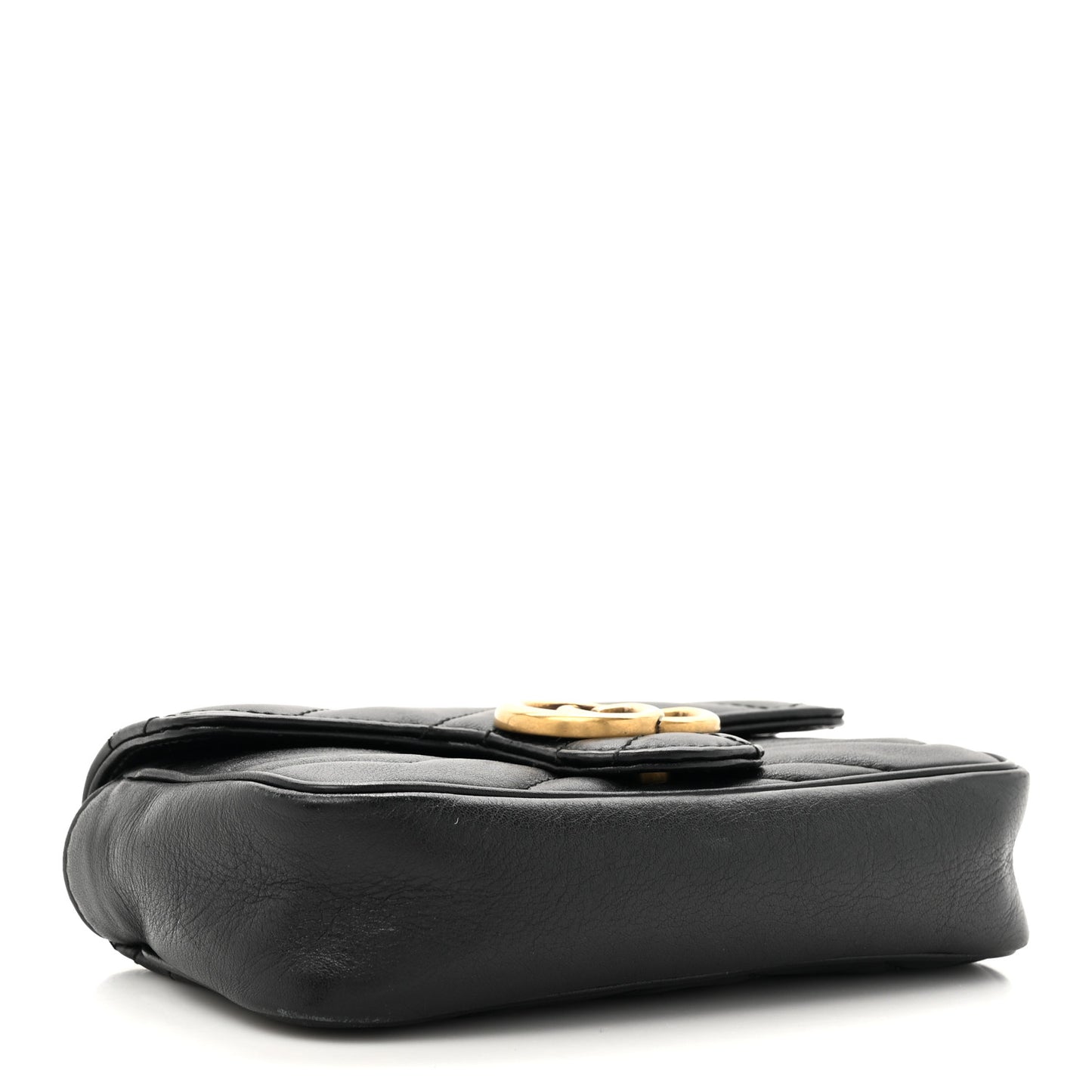 Calfskin Matelasse Super Mini GG Marmont Shoulder Bag Black