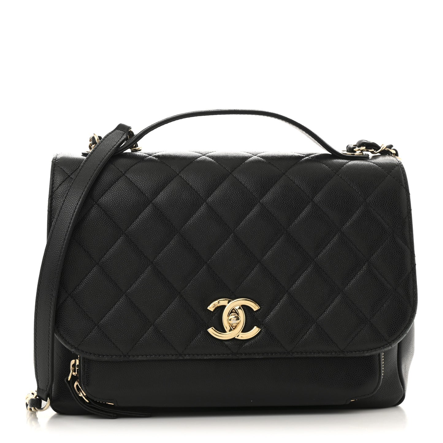 Caviar Quilted Large Business Affinity Flap Black