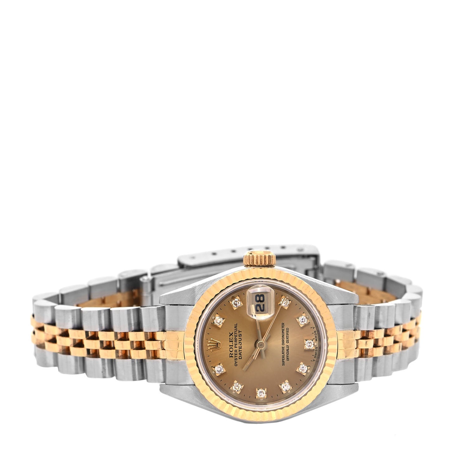 Stainless Steel 18K Yellow Gold Diamond 26mm Oyster Perpetual Datejust Watch Champagne 69173