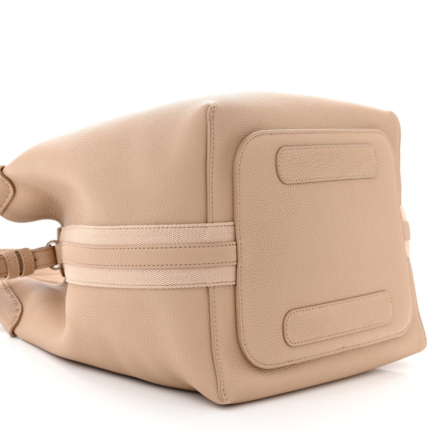 Grained Calfskin Large Bale Bag Light Mastic