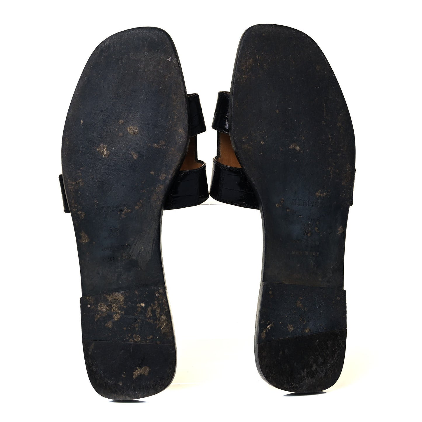 Shiny Alligator Oran Sandals 38 Black