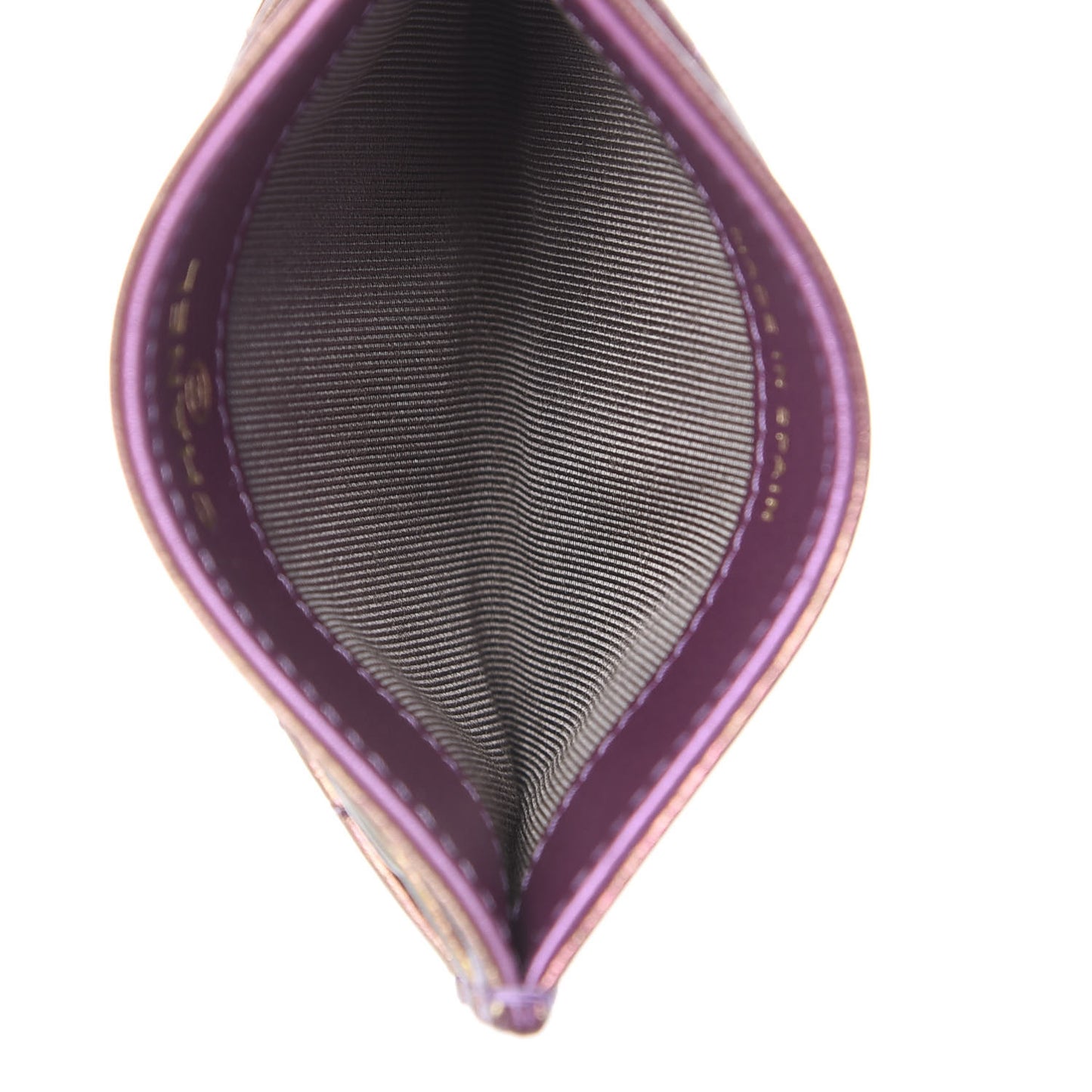 Iridescent Lambskin Quilted Card Holder Purple