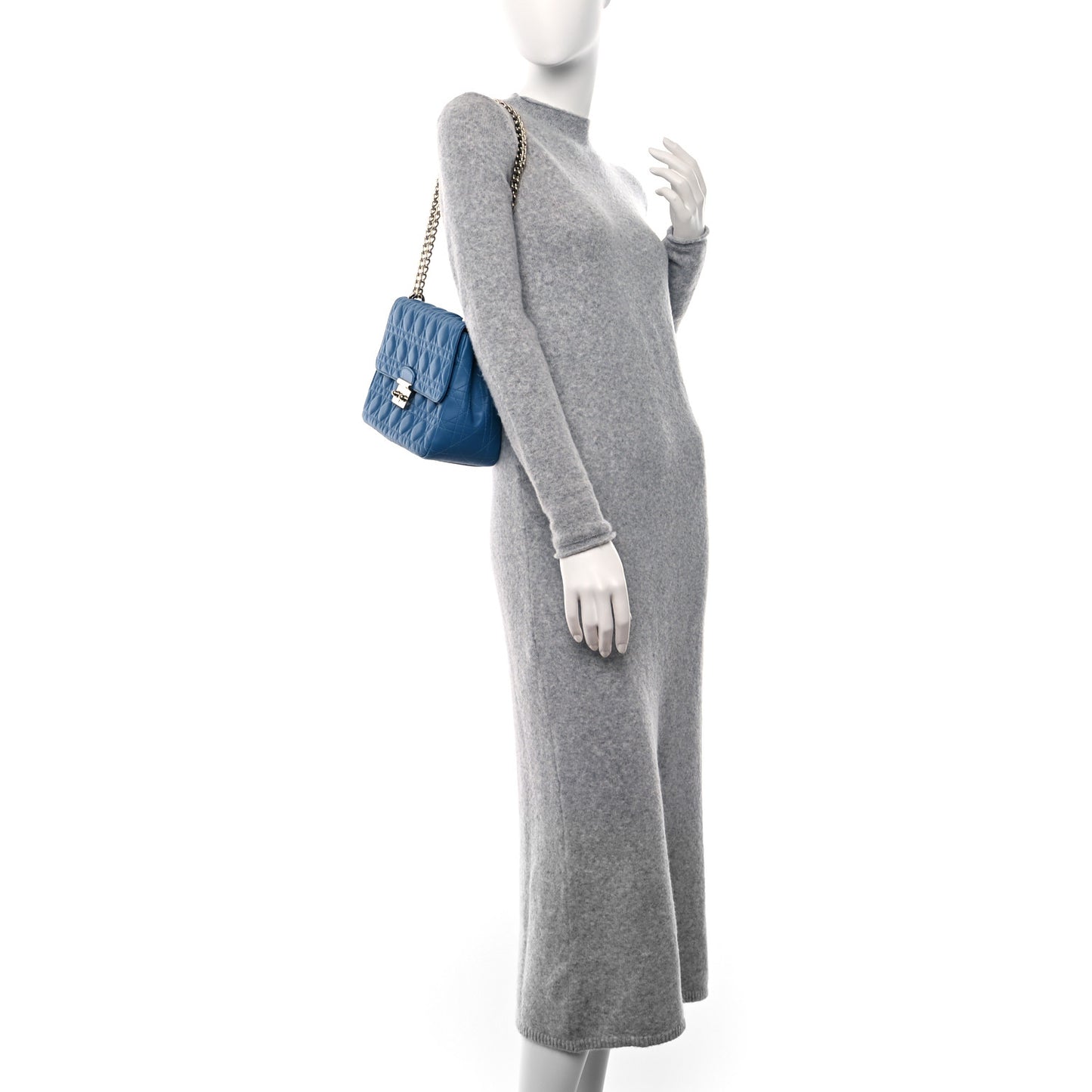 Lambskin Cannage Large Miss Dior Flap Blue