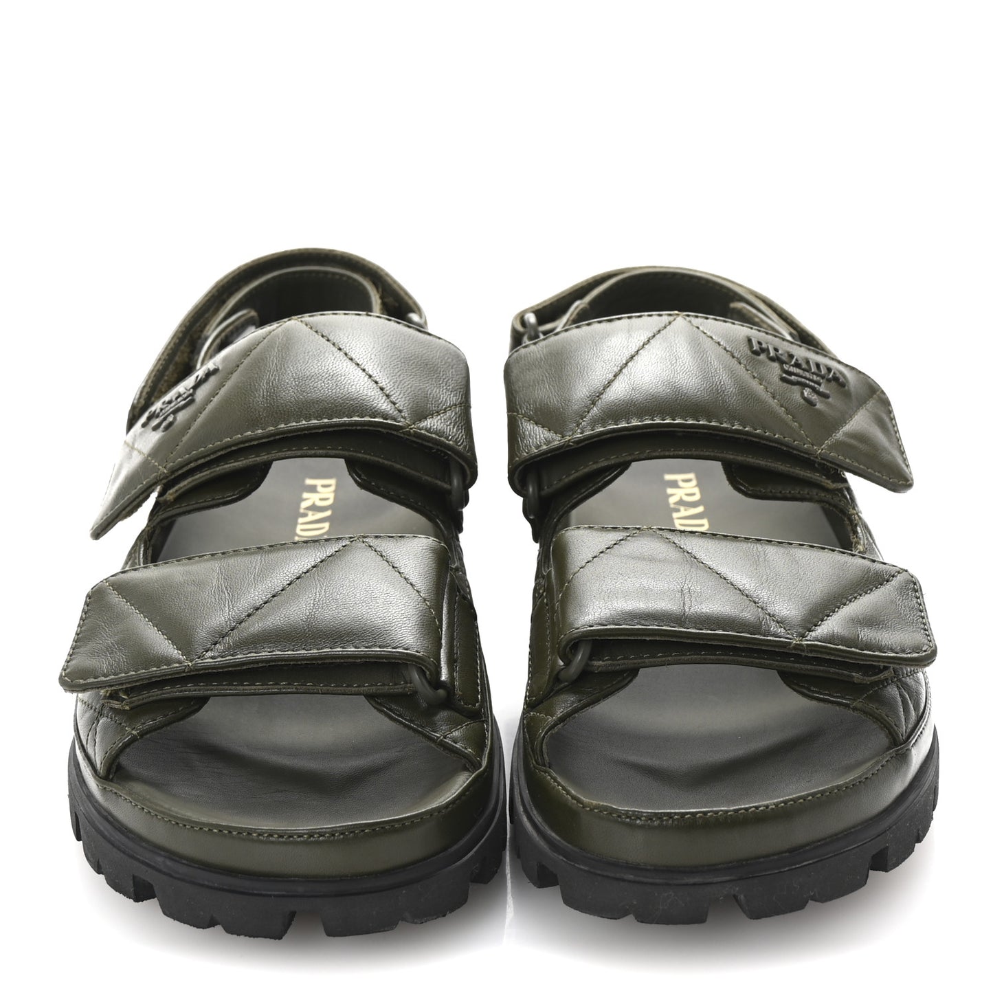 Nappa Quilted Padded Slingback Sandals 35.5 Militare