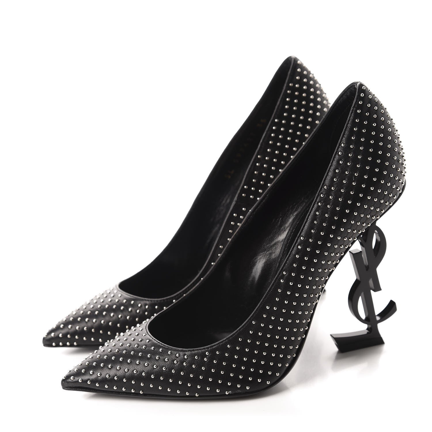 Saint Laurent Calfskin Studded Opyum 100 Pumps 35 Black 3 of 10