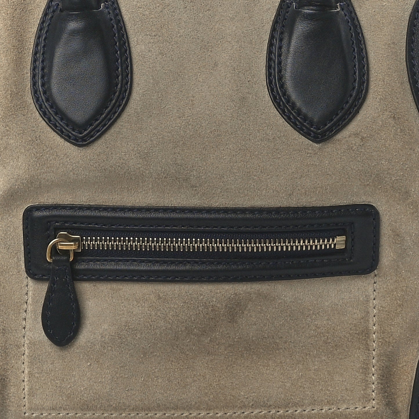 Smooth Calfskin Suede Mini Bi-Color Luggage Navy Dune