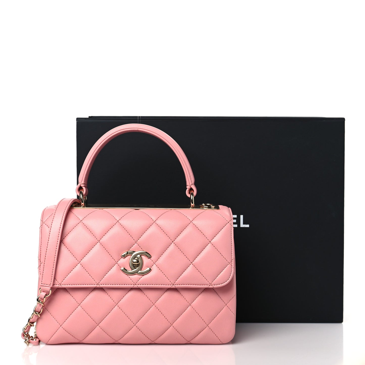 Lambskin Quilted Small Trendy CC Flap Dual Handle Bag Pink