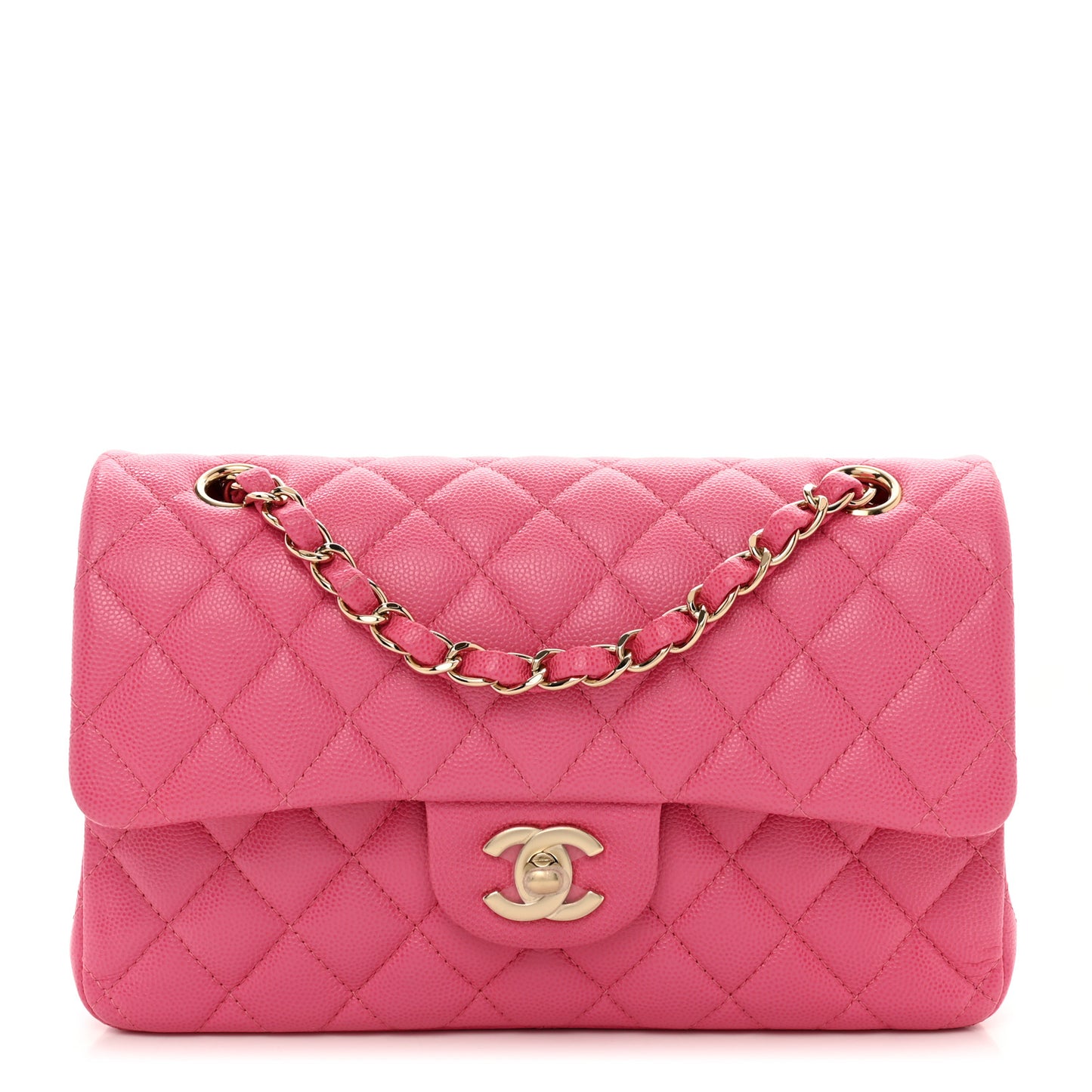 Caviar Quilted Small Double Flap Pink