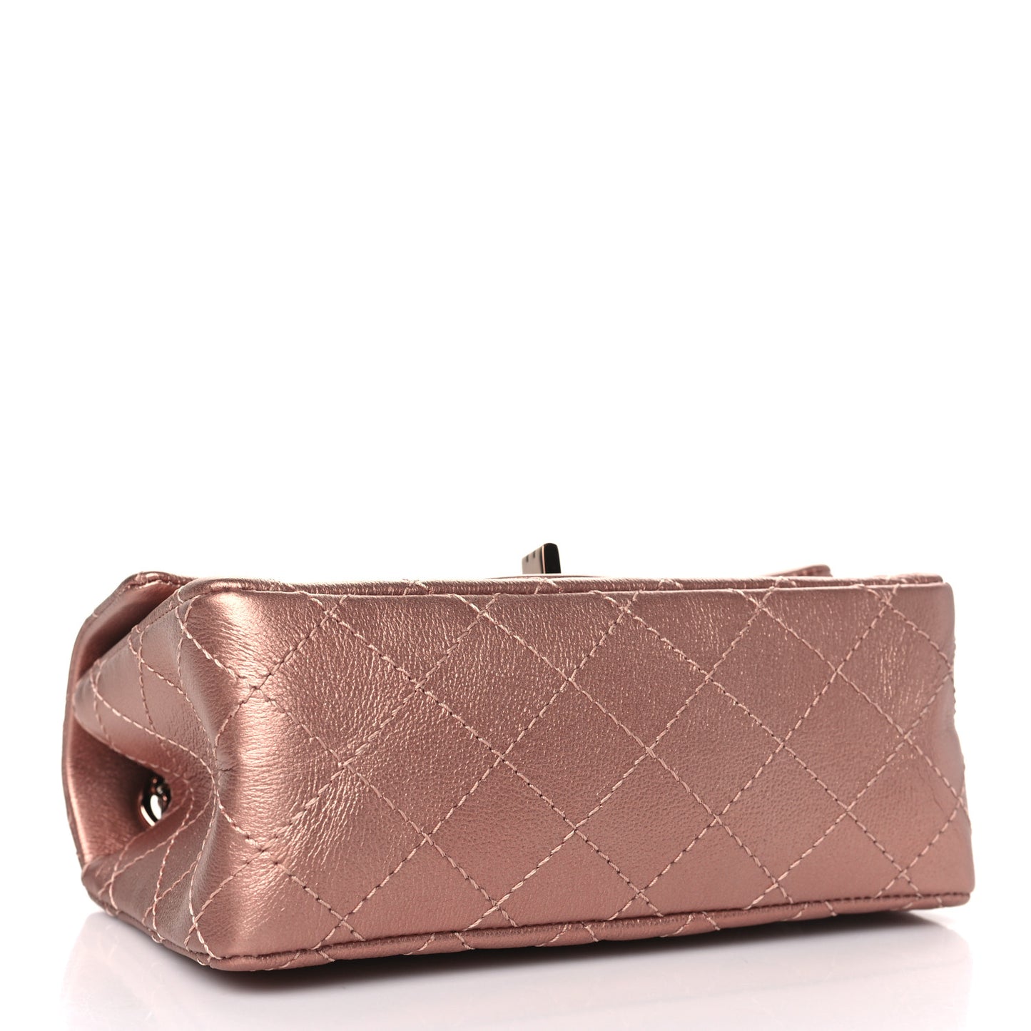 Metallic Grained Calfskin Quilted 2.55 Reissue Mini Flap Copper Pink