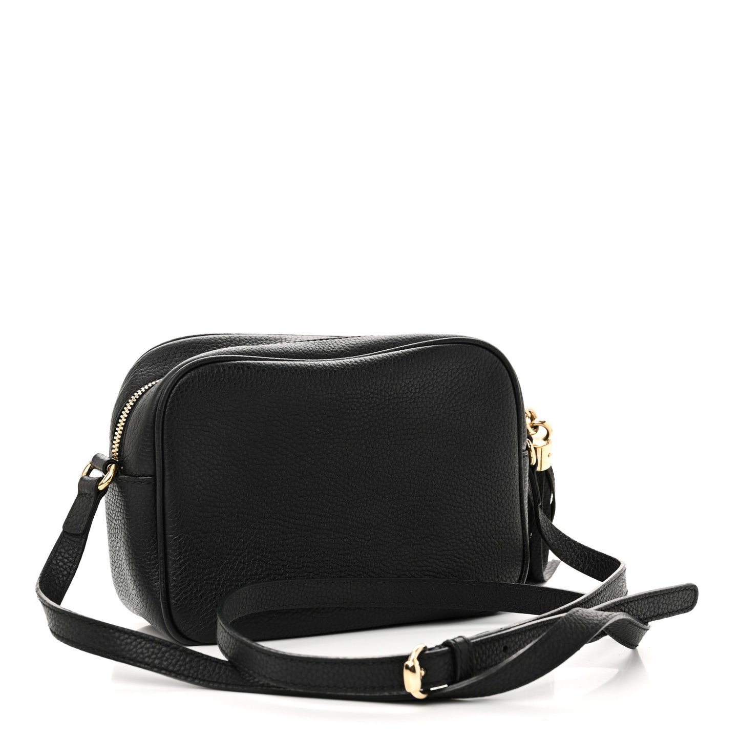 Pebbled Calfskin Small Soho Disco Bag Black