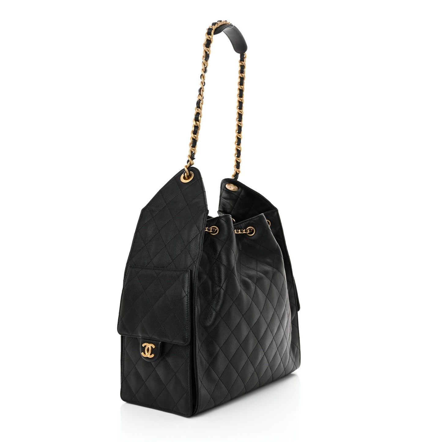 Caviar Quilted Medium Chanel 25 Handbag Black