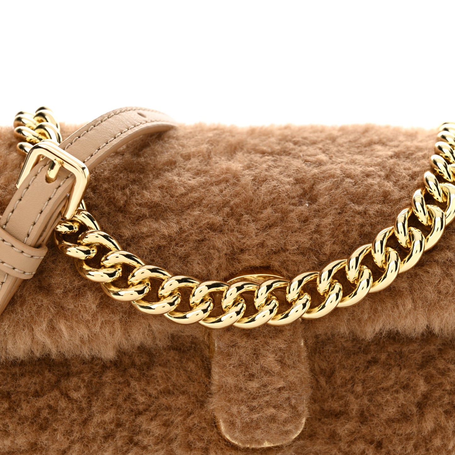 Faux Fur Calfskin Mini The Teddy J Marc Shoulder Bag Camel