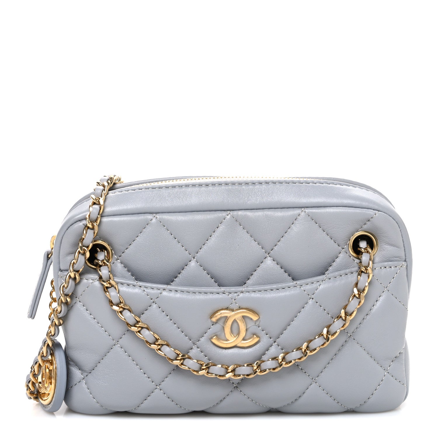 CHANEL グレー ボディバッグ キルティング Chanel Lambskin Quilted Mini Camera Case Grey 1829861 – FASHIONPHILE